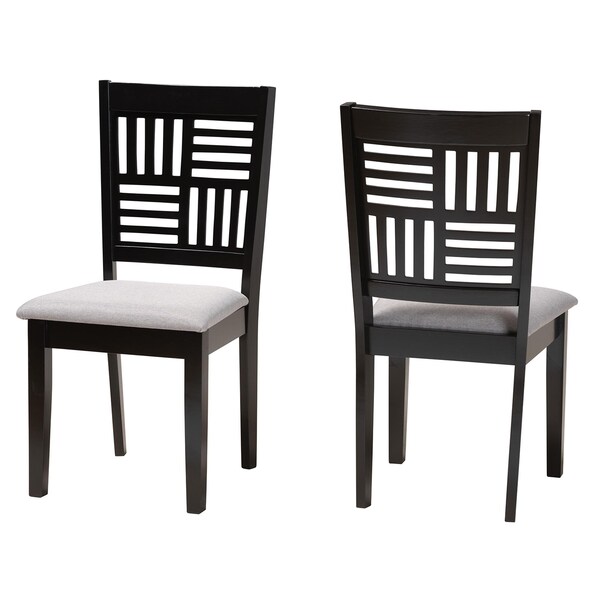 Baxton Studio Deanna Modern Grey Fabric and Dark Brown Finished Wood 2-Piece Dining Chair Set, PR - 232-2PC-13184-ZORO