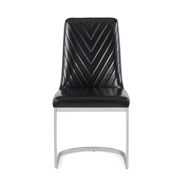 Homeroots Modern Black Dining Chairs with Horse Shoe Style Metal Base, 2PK - 383960