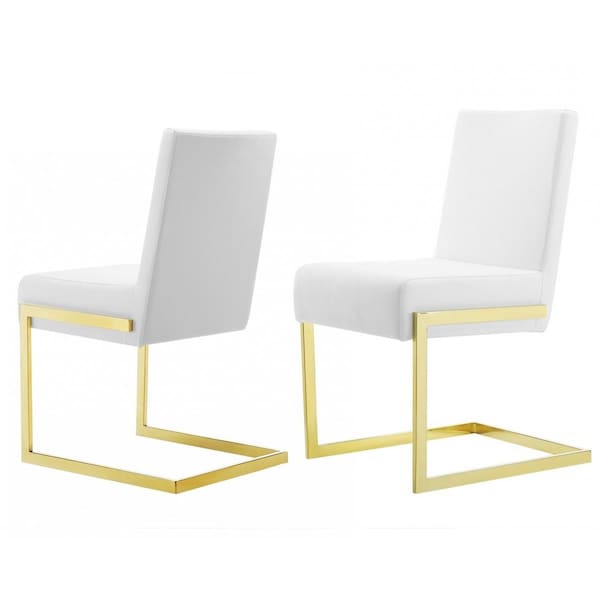 Gfancy Fixtures White Gold Modern Dining Chairs, 2PK - GF3100541