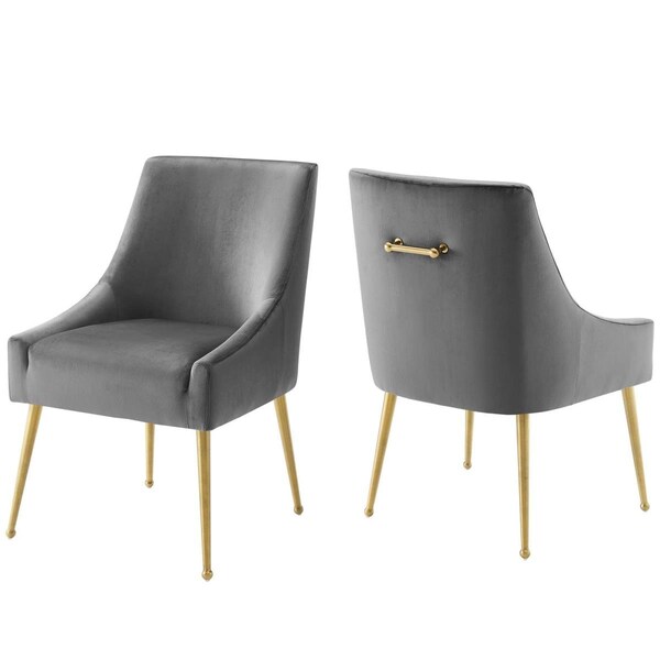 Modway Furniture Discern Upholstered Performance Velvet Dining Chair, Grey - Set of 2 - EEI-4148-GRY