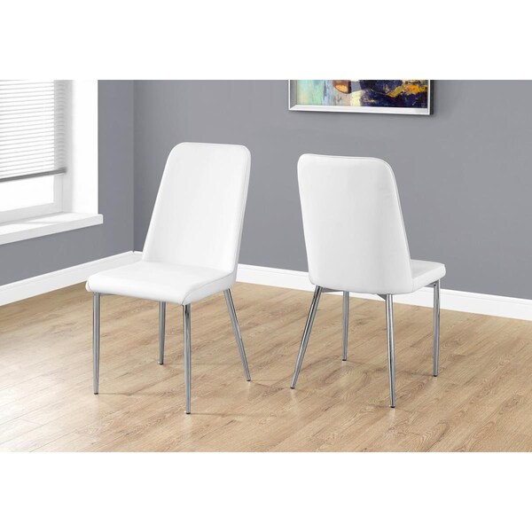 Gfancy Fixtures 37 in. Leather Look, Foam & Chrome Metal Dining Chairs, 2PK - GF3086777