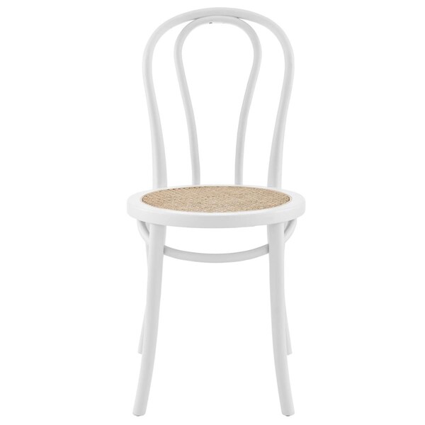 Gfancy Fixtures Vintage Style Cane Dining Chairs, White, 2PK - GF3103509