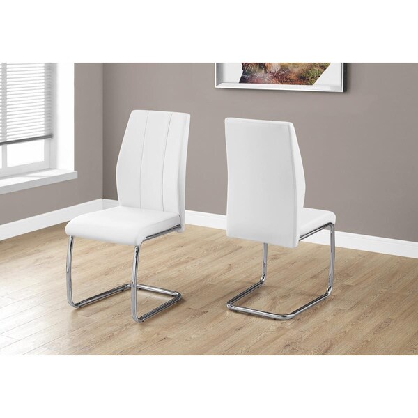 Gfancy Fixtures 77.5 in. Leather Look, Chrome Metal & Foam Dining Chairs, 2PK - GF3652773