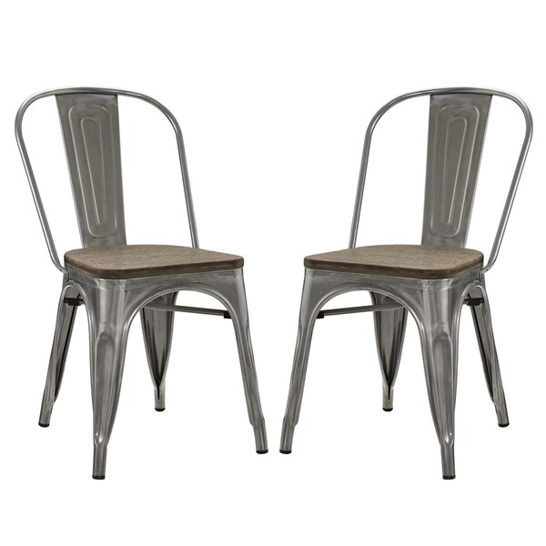 Modway Furniture 34 H x 17.5 W x 20 L in. Promenade Dining Side Chair, Gunmetal, 2PK - EEI-2751-GME-SET