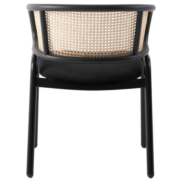 Leisuremod Ervilla Dining Chair with Stainless Steel Legs Velvet Seat and Wicker Back, Black, 2PK - EC20BL2