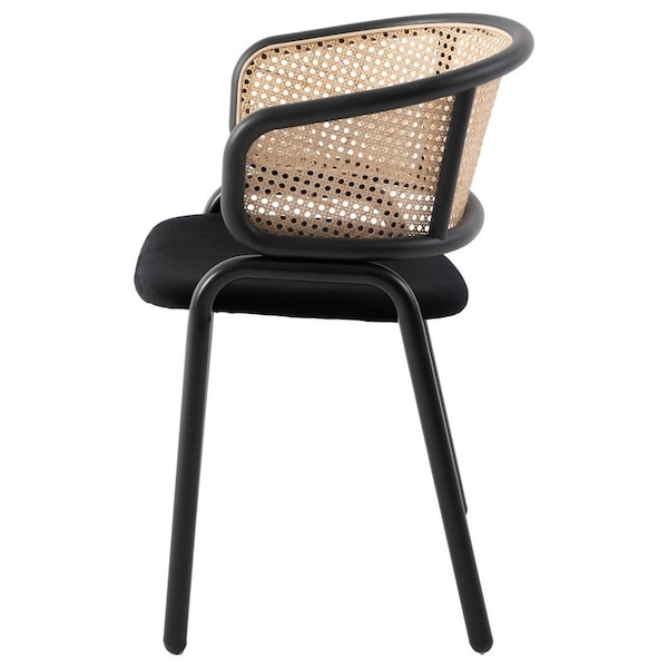 Leisuremod Ervilla Dining Chair with Stainless Steel Legs Velvet Seat and Wicker Back, Black, 2PK - EC20BL2