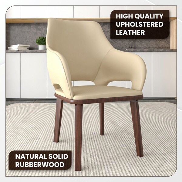 Leisuremod Vivara Collection Modern Dining Chair in Off White, 4PK - VC23W4