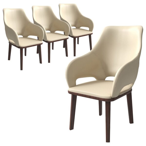 Leisuremod Vivara Collection Modern Dining Chair in Off White, 4PK - VC23W4