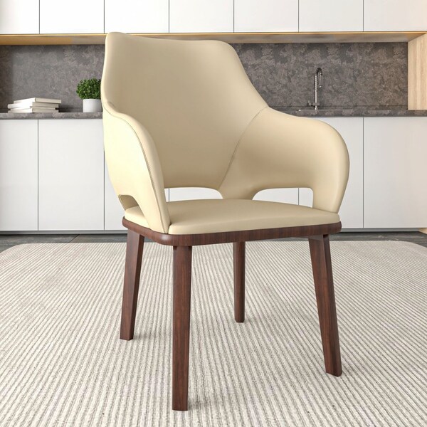 Leisuremod Vivara Collection Modern Dining Chair in Off White, 4PK - VC23W4