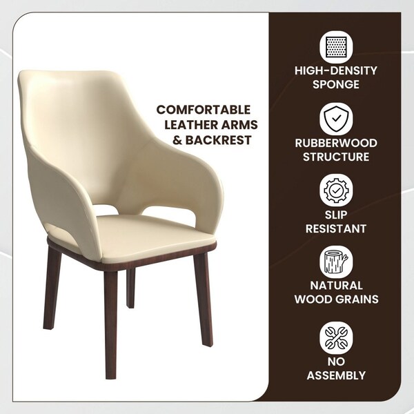 Leisuremod Vivara Collection Modern Dining Chair in Off White, 4PK - VC23W4
