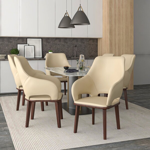 Leisuremod Vivara Collection Modern Dining Chair in Off White, 4PK - VC23W4
