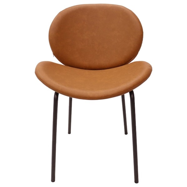 Leisuremod Servos Dining Side Chair, Upholstered Faux Leather Seat and Powder Coated Iron Frame, Dark Brown - SCBL-22DBR