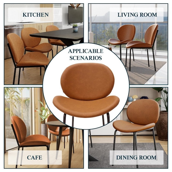 Leisuremod Servos Dining Side Chair, Upholstered Faux Leather Seat and Powder Coated Iron Frame, Dark Brown - SCBL-22DBR