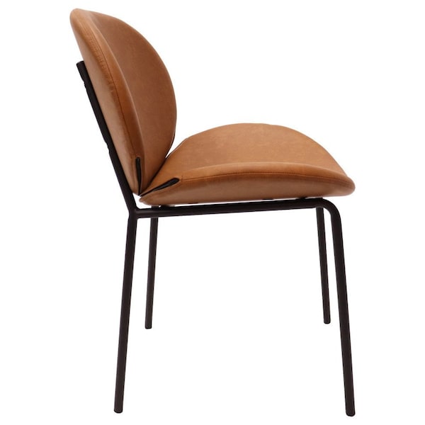 Leisuremod Servos Dining Side Chair, Upholstered Faux Leather Seat and Powder Coated Iron Frame, Dark Brown - SCBL-22DBR
