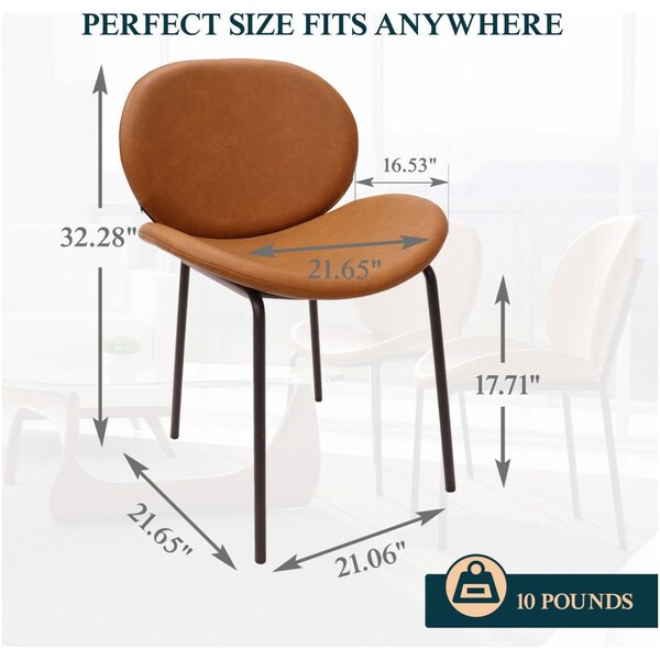 Leisuremod Servos Dining Side Chair, Upholstered Faux Leather Seat and Powder Coated Iron Frame, Dark Brown - SCBL-22DBR