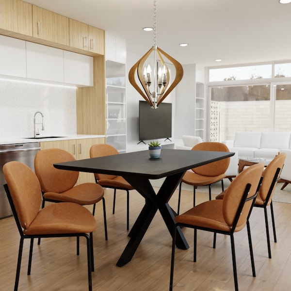 Leisuremod Servos Dining Side Chair, Upholstered Faux Leather Seat and Powder Coated Iron Frame, Dark Brown - SCBL-22DBR