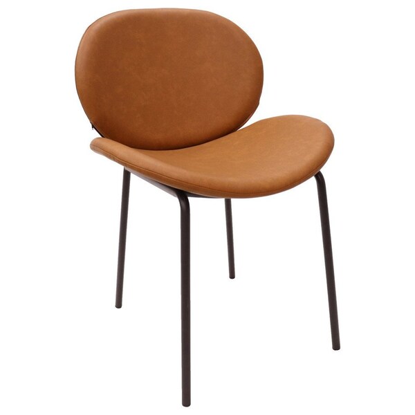 Leisuremod Servos Dining Side Chair, Upholstered Faux Leather Seat and Powder Coated Iron Frame, Dark Brown - SCBL-22DBR