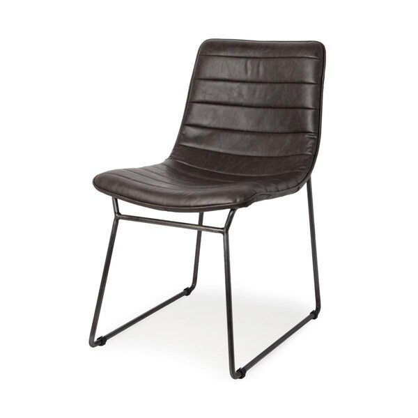 Homeroots Black Faux Leather Seat with Black Iron Frame Dining Chair - 380421