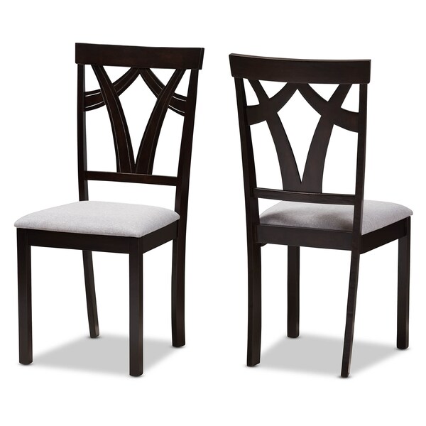 Baxton Studio Sylvia Grey Upholstered and Dark Brown Finished Dining Chair, PK2 - 142-8028