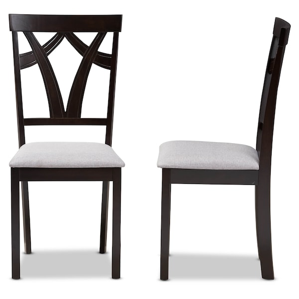 Baxton Studio Sylvia Grey Upholstered and Dark Brown Finished Dining Chair, PK2 - 142-8028