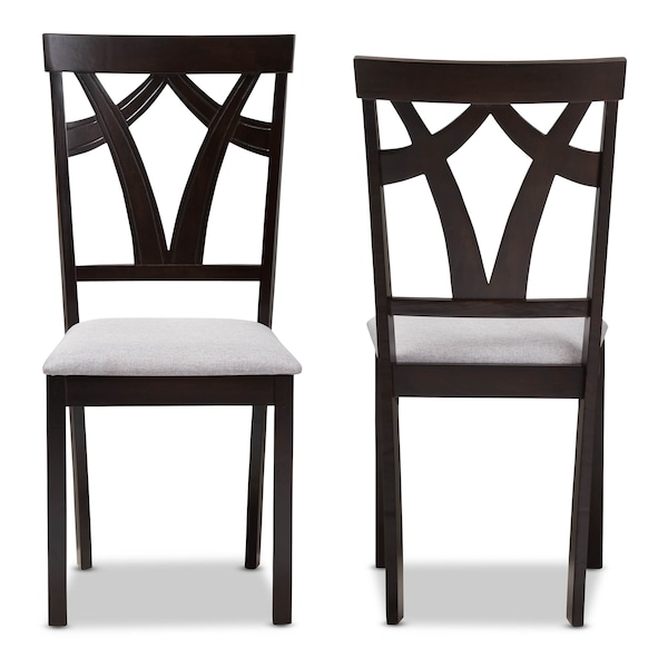Baxton Studio Sylvia Grey Upholstered and Dark Brown Finished Dining Chair, PK2 - 142-8028