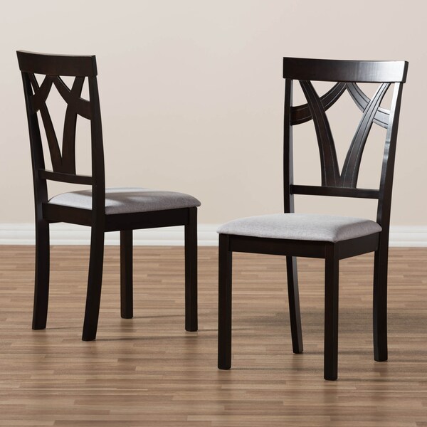Baxton Studio Sylvia Grey Upholstered and Dark Brown Finished Dining Chair, PK2 - 142-8028