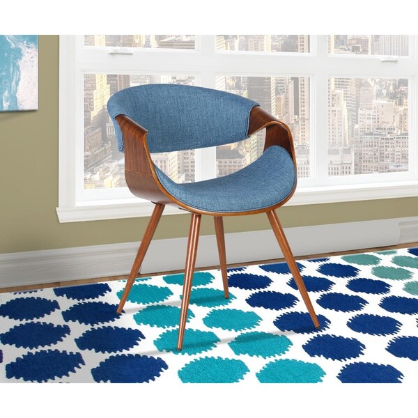 Seatsolutions Butterfly Mid-Century Dining Chair in Walnut - Blue Fabric - SE2522286