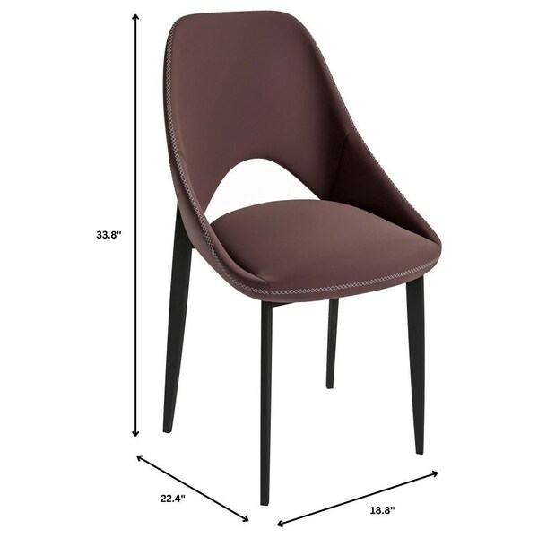 Leisuremod Amalfi Collection Fabric Modern Dining Chair in Plum Purple, 2PK - AC48PR2