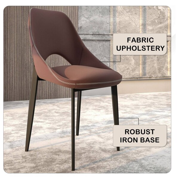 Leisuremod Amalfi Collection Fabric Modern Dining Chair in Plum Purple, 2PK - AC48PR2
