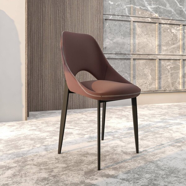 Leisuremod Amalfi Collection Fabric Modern Dining Chair in Plum Purple, 2PK - AC48PR2