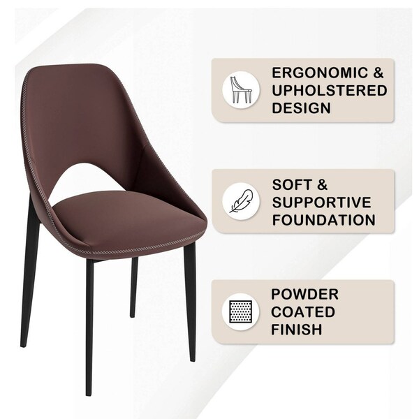 Leisuremod Amalfi Collection Fabric Modern Dining Chair in Plum Purple, 2PK - AC48PR2
