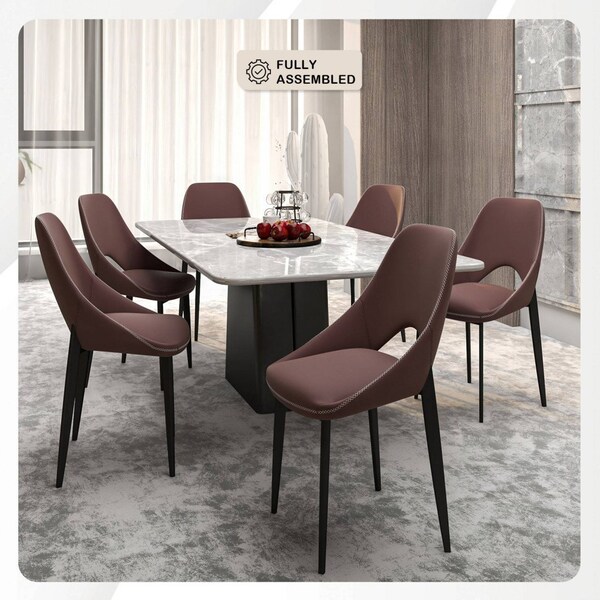 Leisuremod Amalfi Collection Fabric Modern Dining Chair in Plum Purple, 2PK - AC48PR2