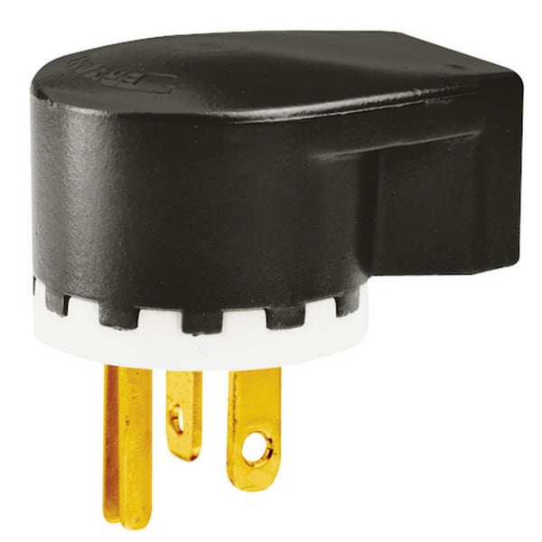 Bryant Straight Blade Device, Male Plug, Heavy Duty, Angled, 2-Pole 3-Wire Grounding, 20A 125V, 5-20P, Blk - 5395
