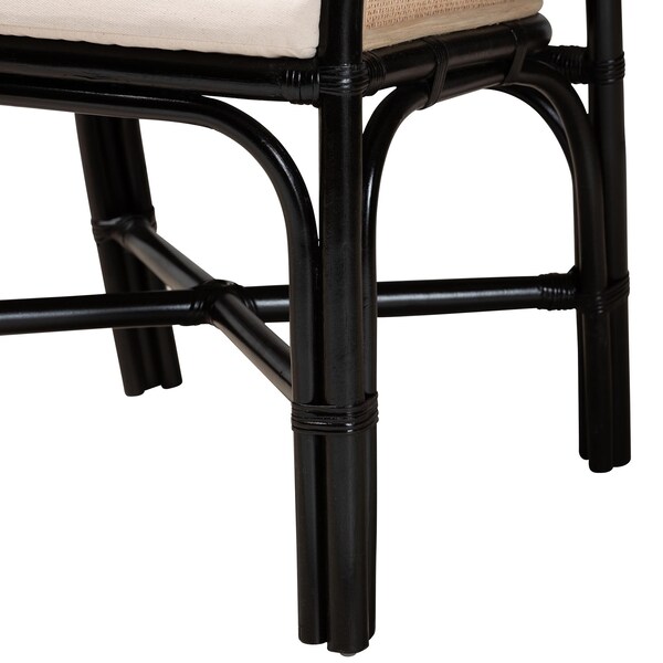 Baxton Studio Miranda Modern Bohemian Two-Tone Black and Natural Brown Rattan 2-Piece Dining Chair Set, PR - 233-2PC-13232-ZORO