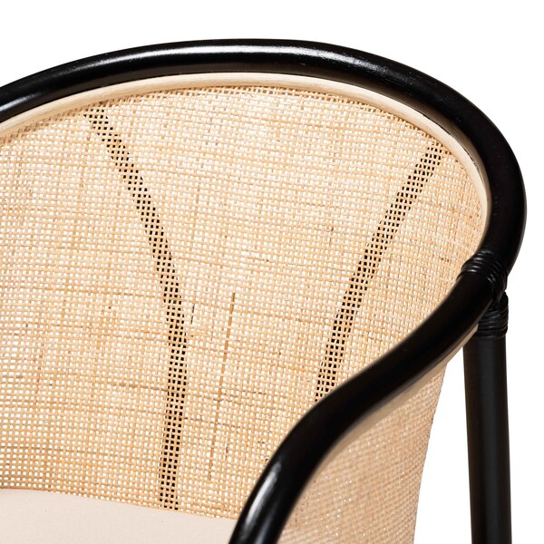 Baxton Studio Miranda Modern Bohemian Two-Tone Black and Natural Brown Rattan 2-Piece Dining Chair Set, PR - 233-2PC-13232-ZORO