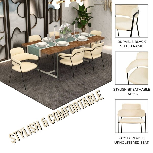 Leisuremod Axis Collection Modern Dining Chair in Beige, 4PK - AC22BG4