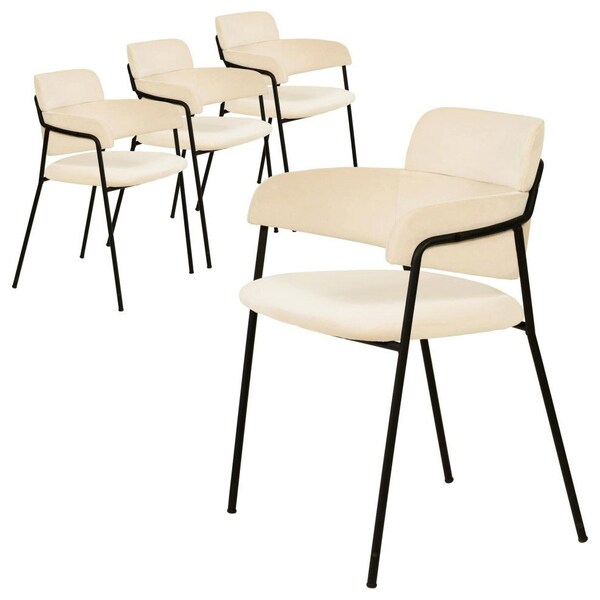 Leisuremod Axis Collection Modern Dining Chair in Beige, 4PK - AC22BG4