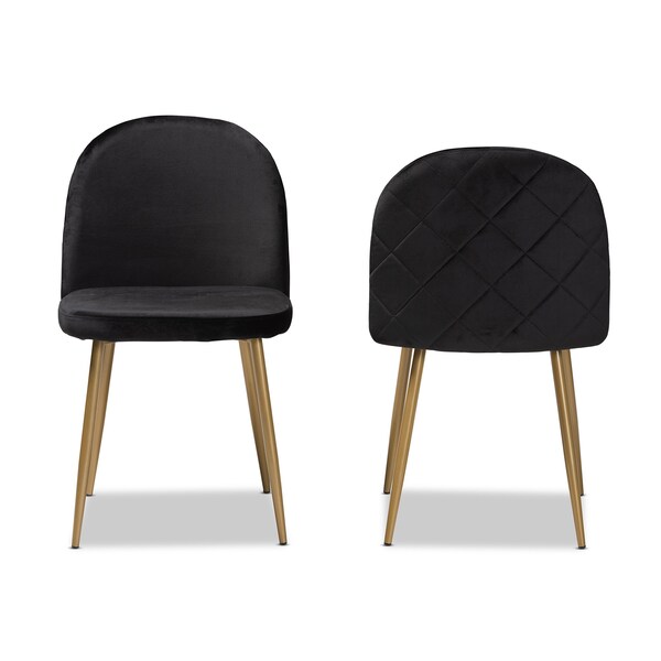 Baxton Studio Fantine Modern Luxe and Glam Black Velvet Upholstered and Gold Metal 2-Piece Dining Chair Set, PR - SET OF 2 190-11782-ZORO