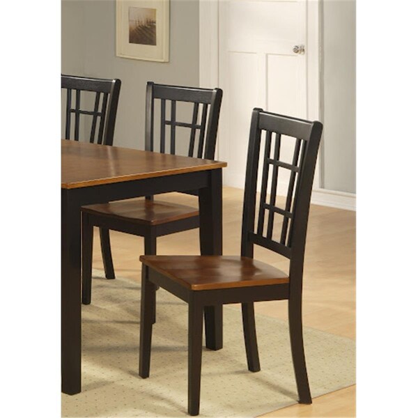 East West Furniture NC-BLK-W Nicoli Wood Seat Chair - NIC-BLK-W