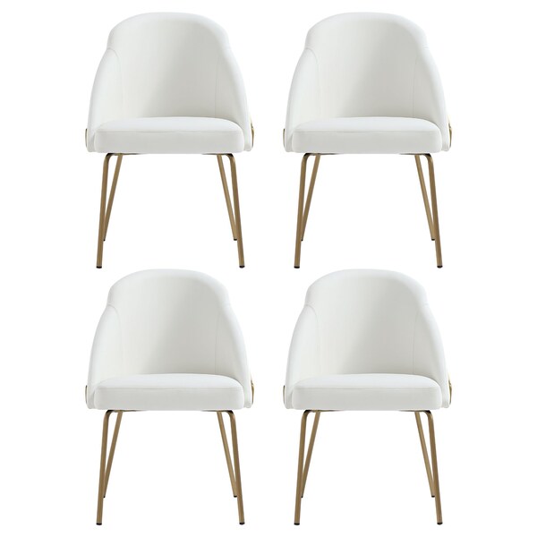Manhattan Comfort Gracie Dining Chair in White and Gold - Set of 4 - 4-DC100-GWH
