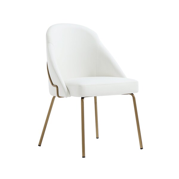 Manhattan Comfort Gracie Dining Chair in White and Gold - Set of 4 - 4-DC100-GWH