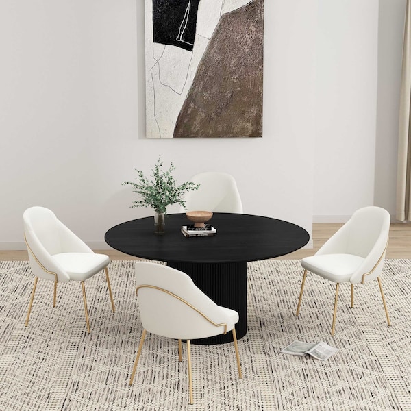 Manhattan Comfort Gracie Dining Chair in White and Gold - Set of 4 - 4-DC100-GWH