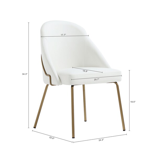 Manhattan Comfort Gracie Dining Chair in White and Gold - Set of 4 - 4-DC100-GWH