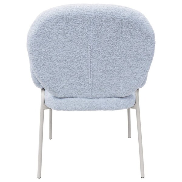 Leisuremod Celestial Boucle Dining Arm Chair, White Iron Frame with Blue Fabric - CCAW-23BU