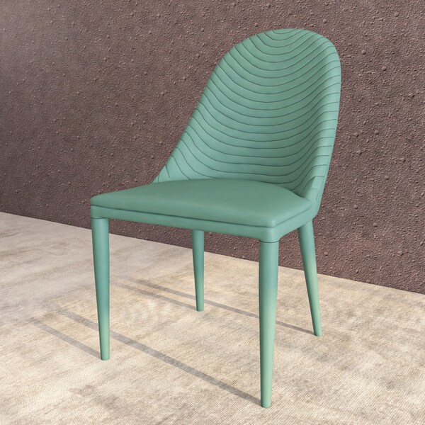 Leisuremod Seville Modern Leather Dining Side Chair with Iron Legs in Green - SC48G