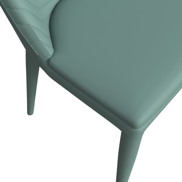 Leisuremod Seville Modern Leather Dining Side Chair with Iron Legs in Green - SC48G
