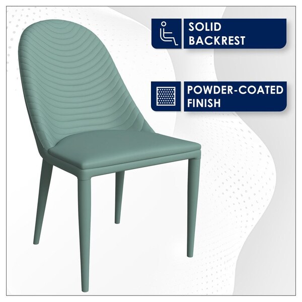 Leisuremod Seville Modern Leather Dining Side Chair with Iron Legs in Green - SC48G