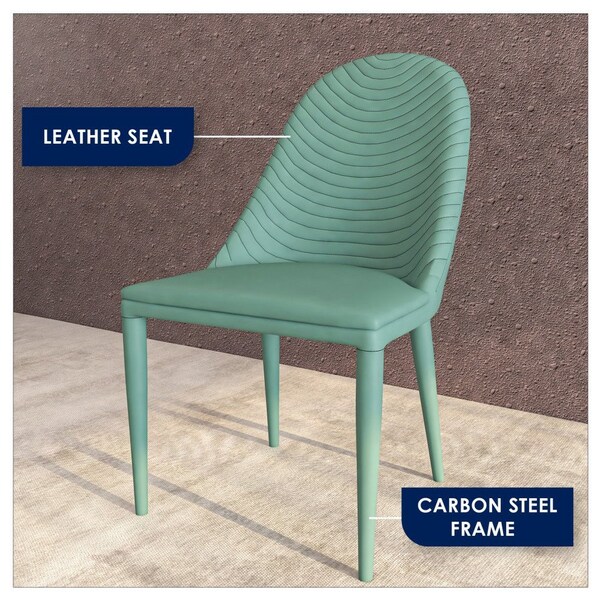 Leisuremod Seville Modern Leather Dining Side Chair with Iron Legs in Green - SC48G