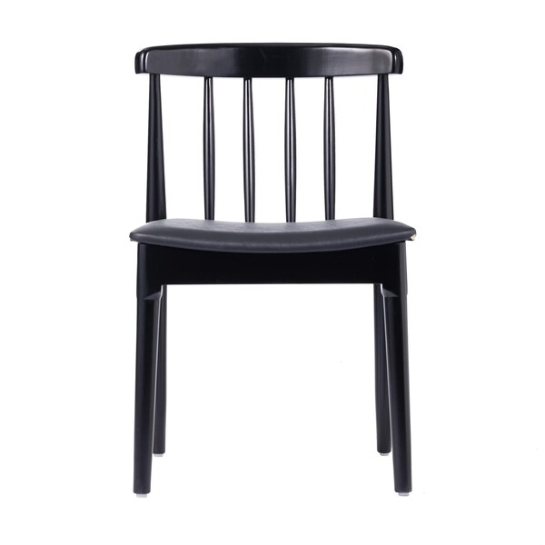 Flash Furniture Chester Solid Wood Black Dining Chairs w/Curved Spindle Backrests and Black Vinyl Seats, 2PK - 2-XU-DG-W0359-BLK-GG