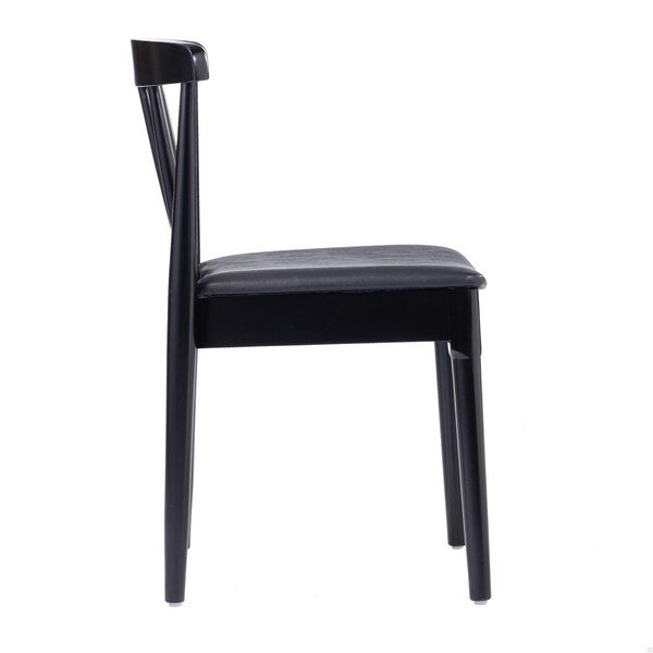 Flash Furniture Chester Solid Wood Black Dining Chairs w/Curved Spindle Backrests and Black Vinyl Seats, 2PK - 2-XU-DG-W0359-BLK-GG